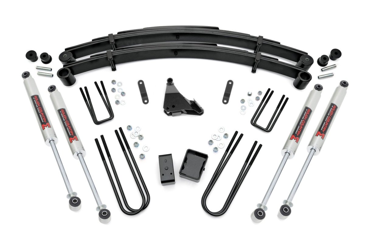 Ford F-350 Super Duty Suspension Lift Kit - Front + Rear - Rough Country - 6 Inch Lift + Rear Blocks | M1 | Premium N3 Shocks - '99-'04